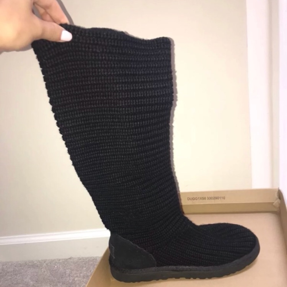Black knit UGG boots